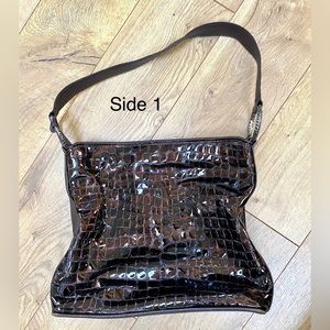 BRIGHTON Brown Croc Patent Leather Leather Bag